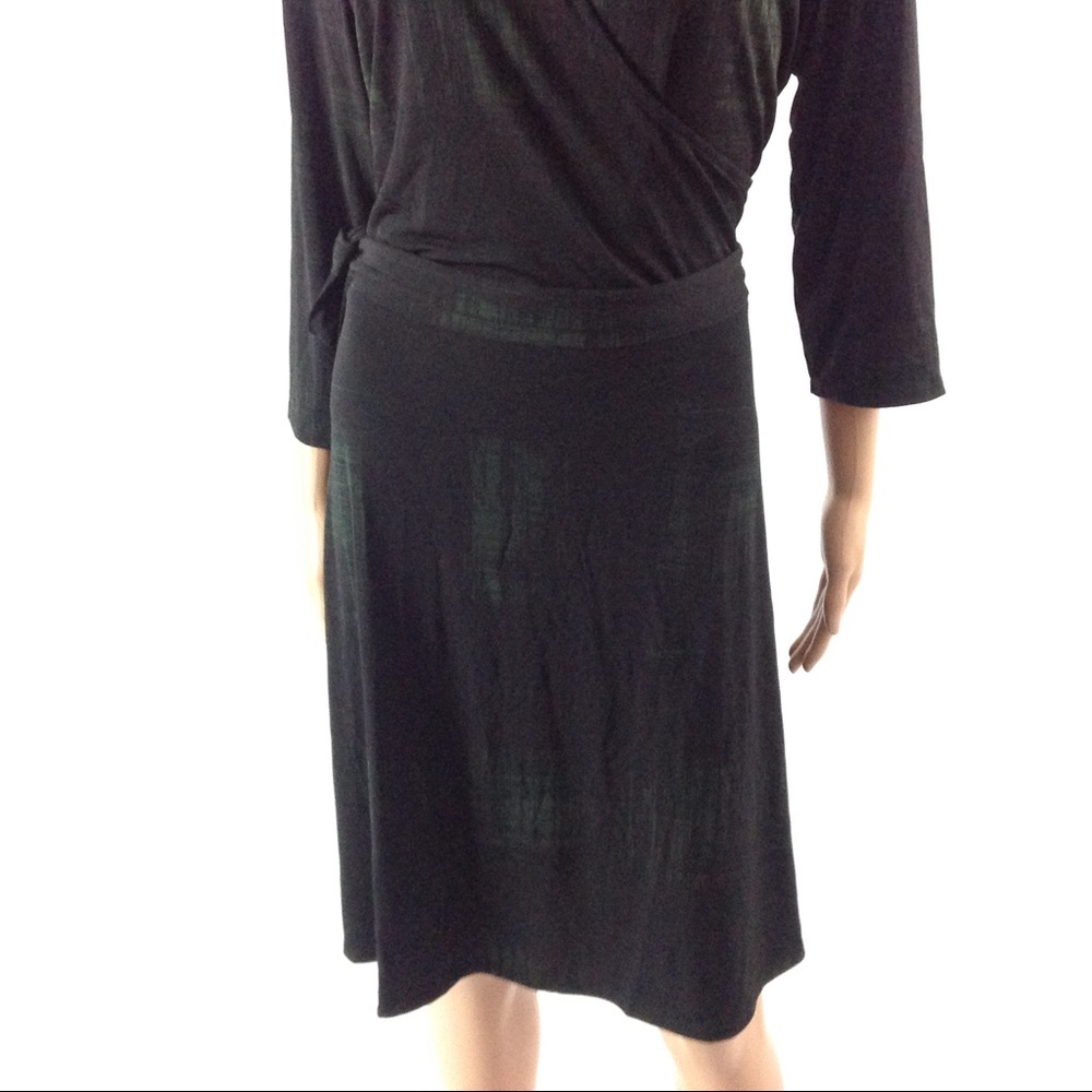 Stitch Fix Leota Womens Fit Flare Dress Belted Green Black Stretch 2XL New - Picture 3 of 6